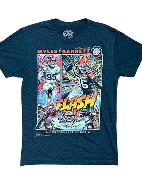 Myles Garrett Flash Unstoppable Force GV Artwork Graphic T-Shirt, Men's Small